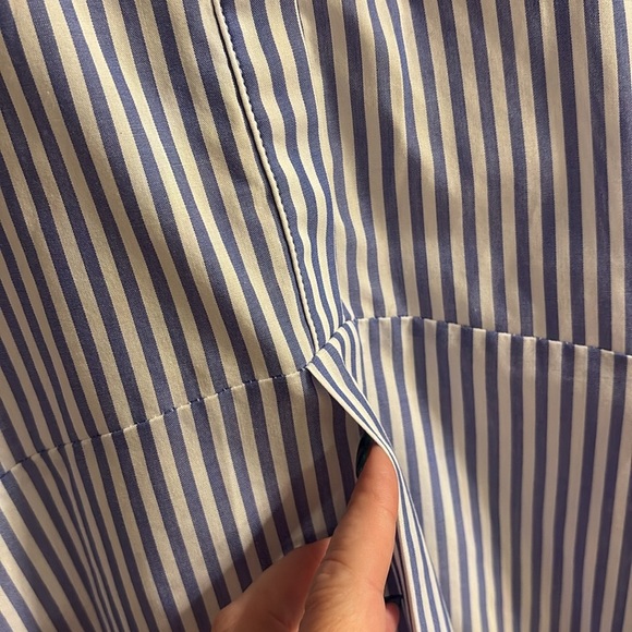 ZARA women’s relaxed fit striped 1/2 button down tunic blouse shirt open sides S - Picture 5 of 15